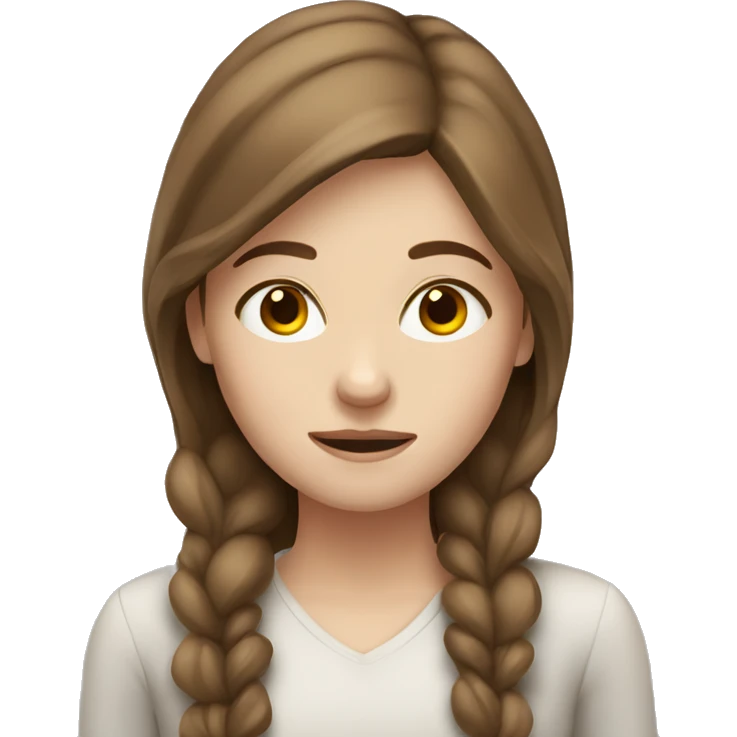 a white girl with brown hair tired emoji