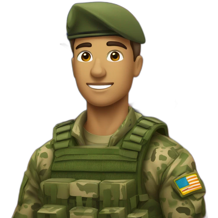 militar do exercito brasileiro com o camuflado típico emoji