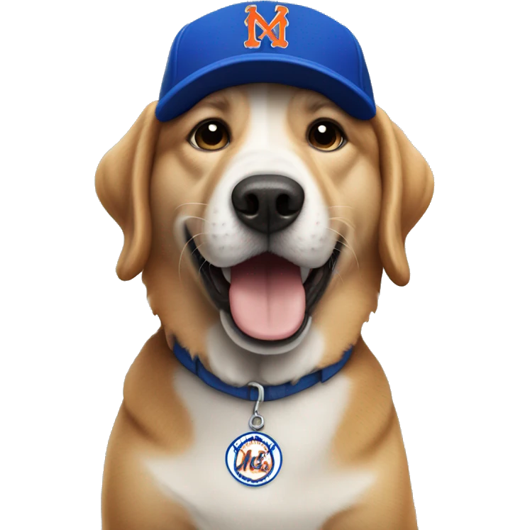 Dog wearing Mets hat emoji