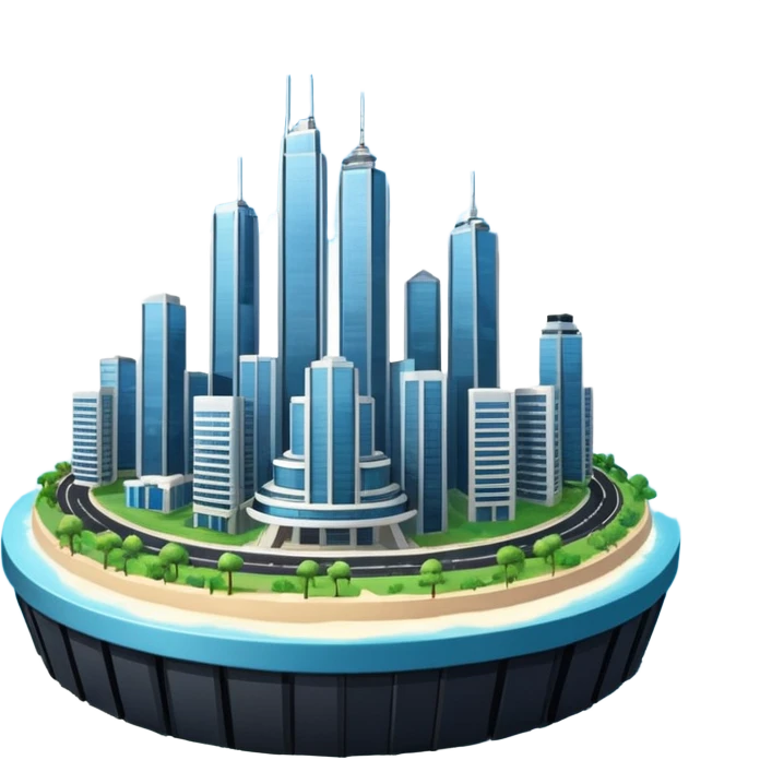 advanced modern island with skyscrapers and abvanced infrastucture emoji