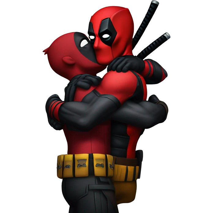 Deadpool hugging Wolverine emoji