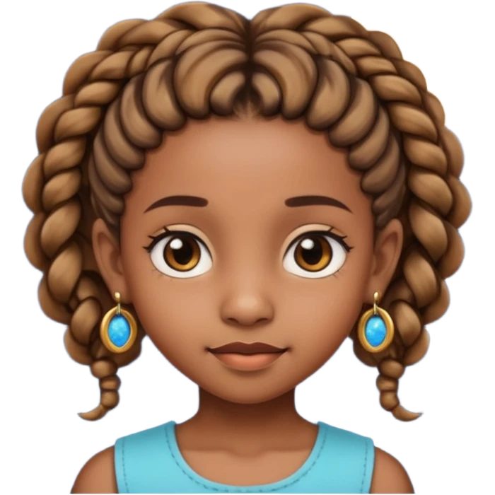 a brown skin ten year old girl with short twists  and moon earrings emoji