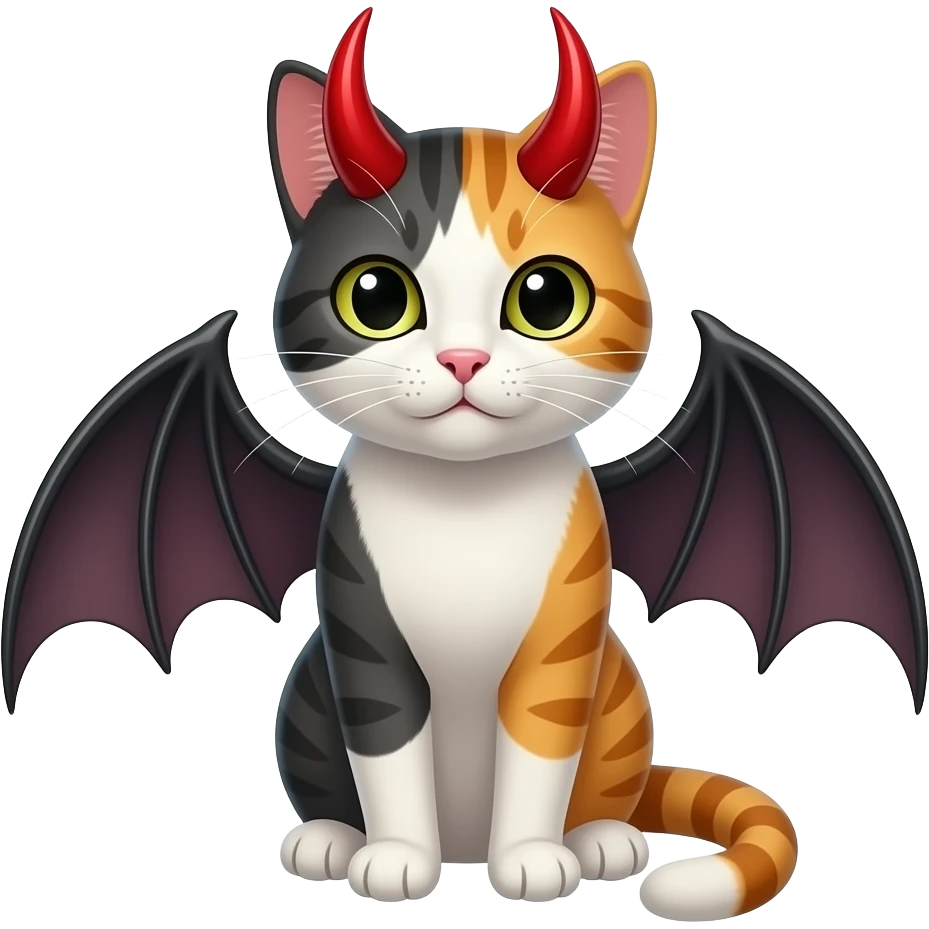 cat with red horns and bat wings emoji
