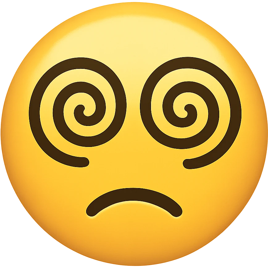 yellow face with spiral eyes emoji, digital illustration emoji