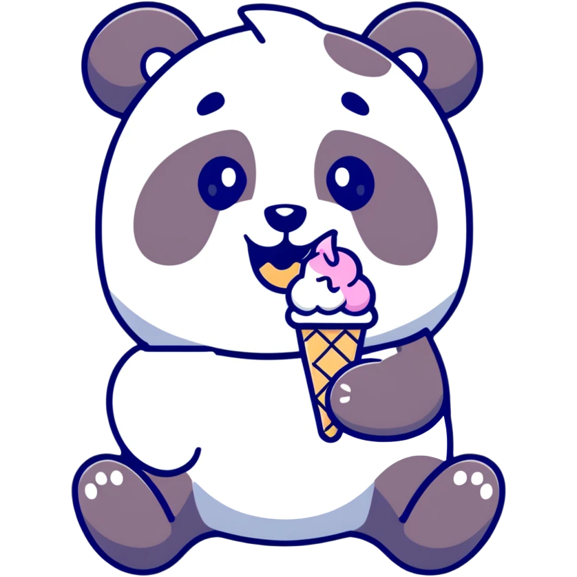 Panda eating ice cream emoji
