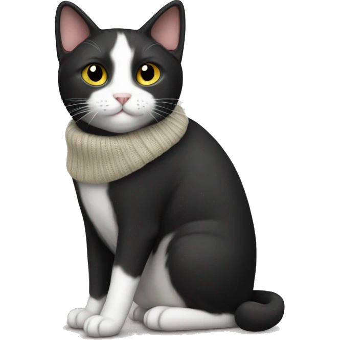 Tuxedo cat with a sweater emoji