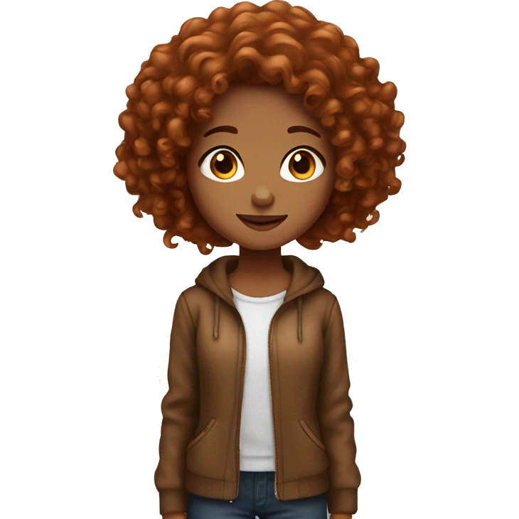 Caramel skinned girl with long dark red Curly hair emoji