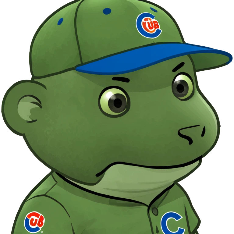 Baseball player wearing a cub hat emoji