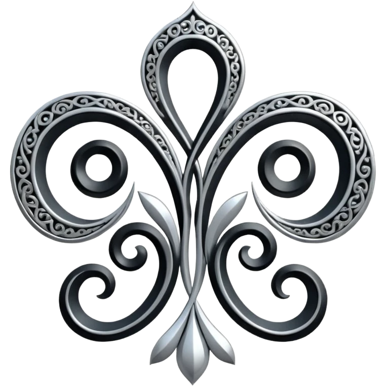 Black and silver filigree design, 3D, extremely detailed design emoji