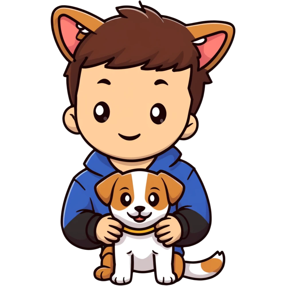 boy with puppy ears brown hair pale skin emoji