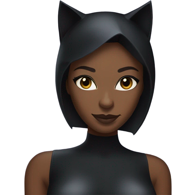 Catwoman black woman with black eyes and black cat ears emoji