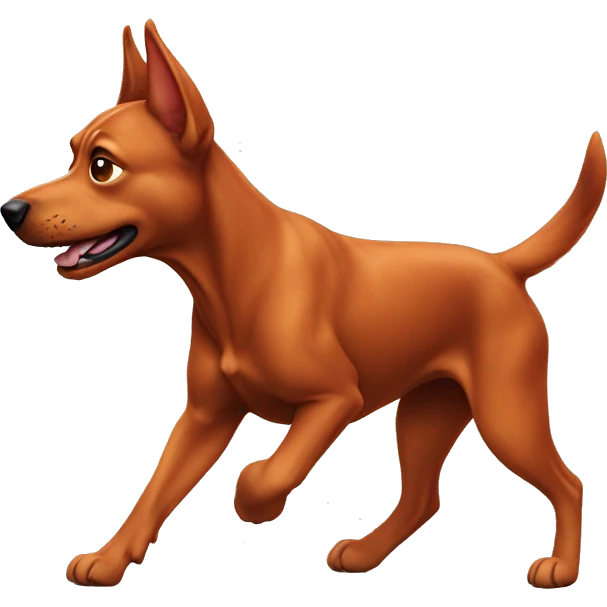 realistic solid red dog with pointed ears running emoji
