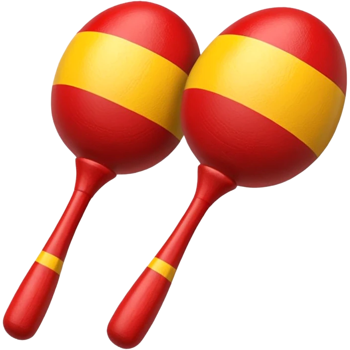 A pair of wooden maracas painted with bright red and yellow stripes.

 emoji