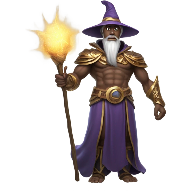 Magnificent wizard fighting a giant emoji