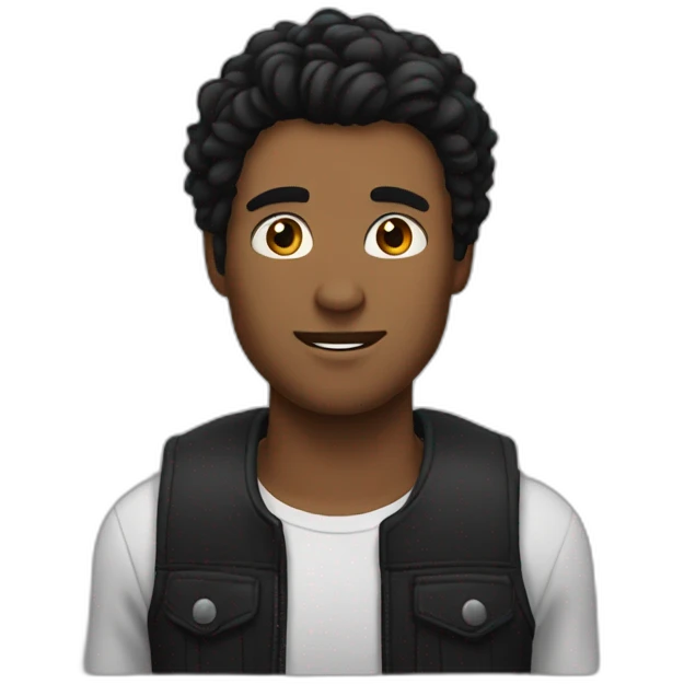 a guy with a blak culiy hair emoji