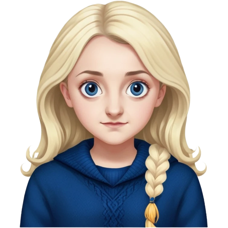 Evanna Lynch is Luna Lovegood in harry potter, wear dark blue sweater emoji