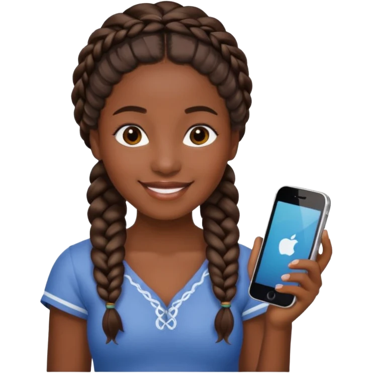 iphone 17 + a caribbean girl, no bathsuit just a regular girl with braid or nappy hair  emoji