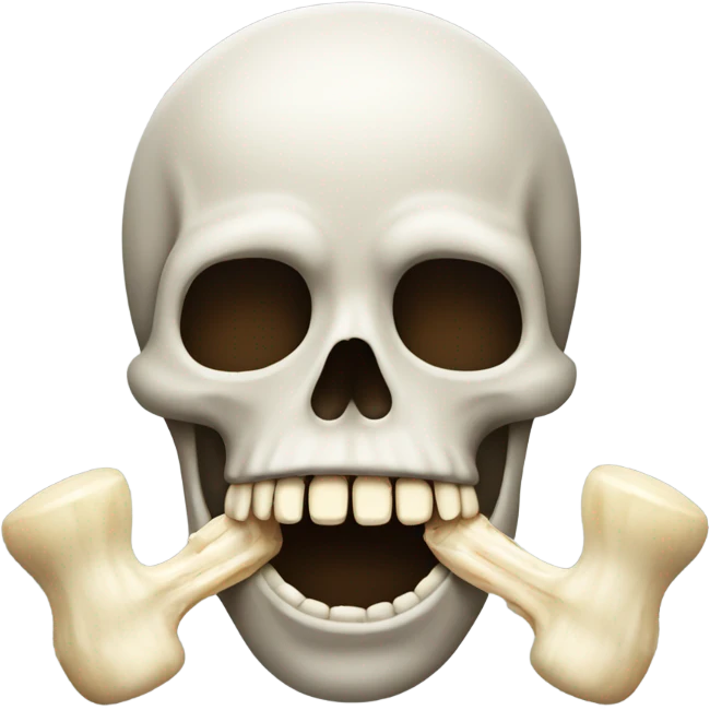 Emoji with bone in it’s mouth emoji