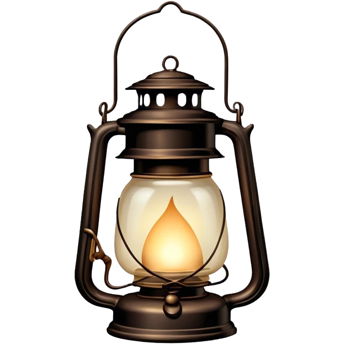 Cinematic Realistic Lantern, an old-fashioned glass lantern with a warm flickering glow, delicate details on the metal handle, softly illuminating the surrounding darkness, glowing with a comforting and nostalgic charm. emoji
