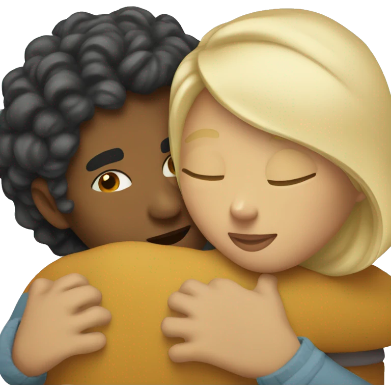 latina woman hugging a white guy with blond hair emoji