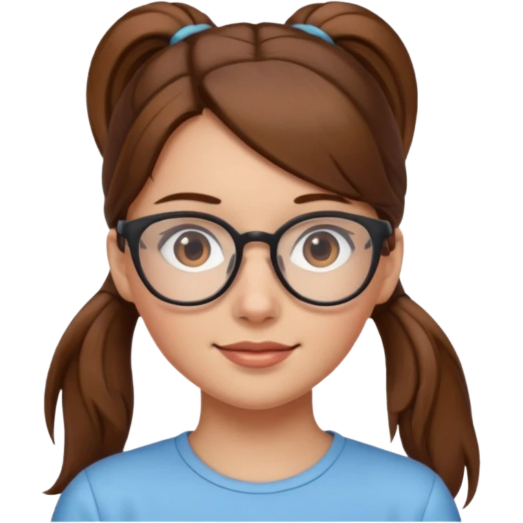 brown haired Ponytail Girl with Glasses emoji