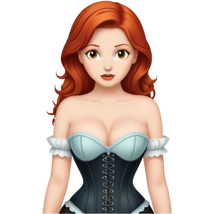 A redhead lady with big boobs in a corset emoji
