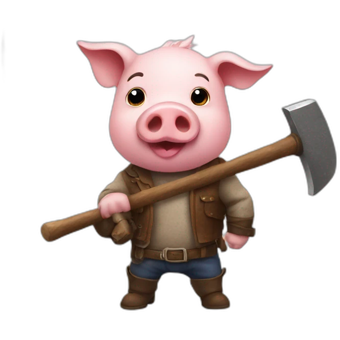 Pig rider with a hammer emoji