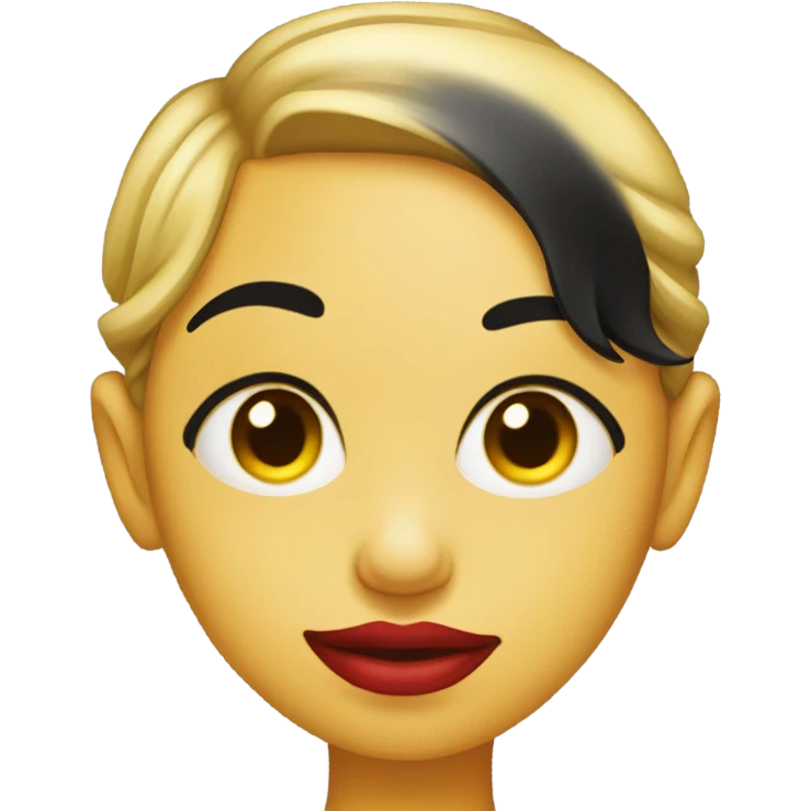 side profile with yellow skin with red lips and a black ponytail with black hyperpigmentation on her cheek emoji