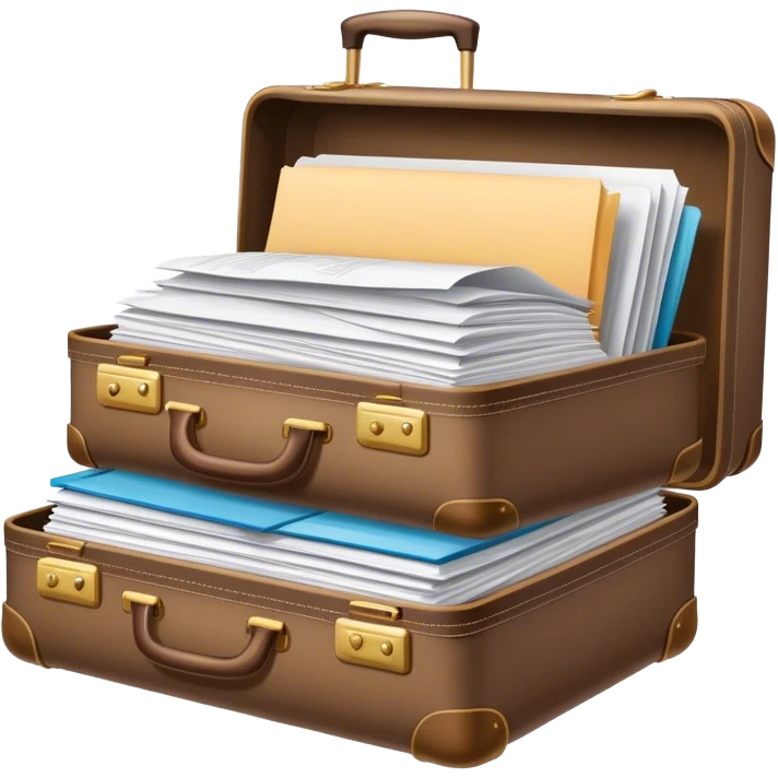 luggage filled with a lot of documents and papers emoji