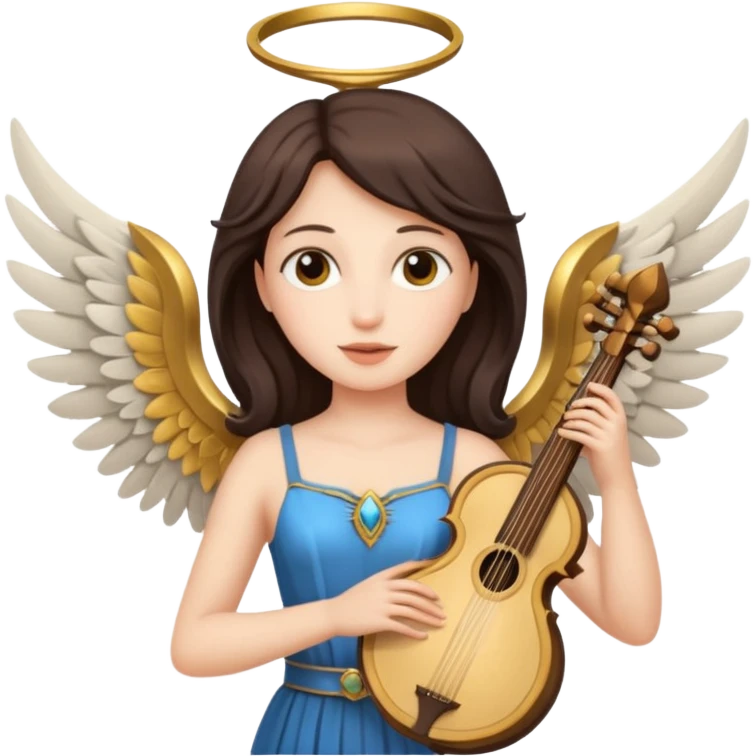 Muse of inspiration with wings and a lyre in her hand emoji
