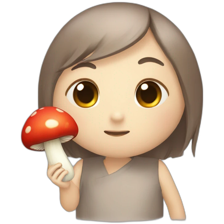 Kanao qui fait un calin a un Champignon emoji
