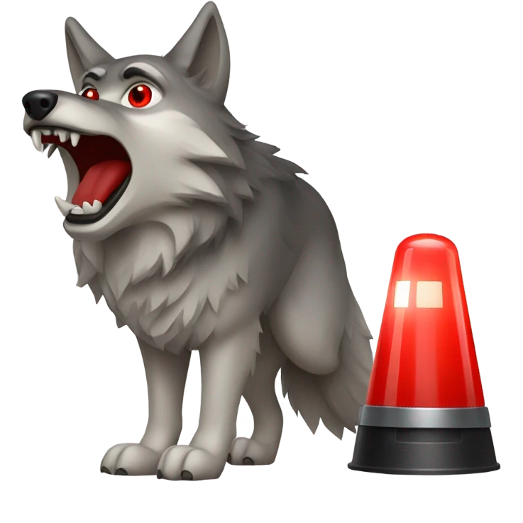 Wolf with a red light siren emoji