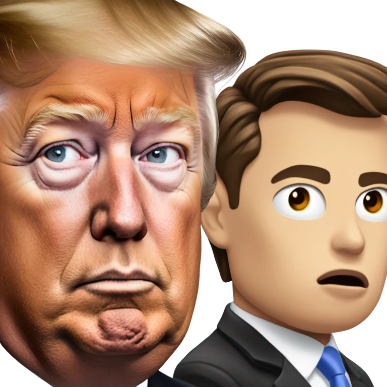 elon musk really close and facing to trump emoji