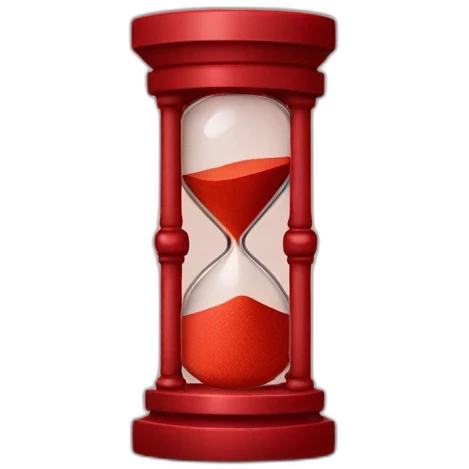red hourglass with red sand with sans at the top only emoji