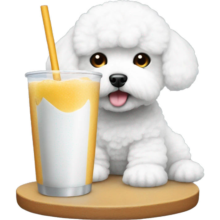 bobba drink with bichon frise emoji