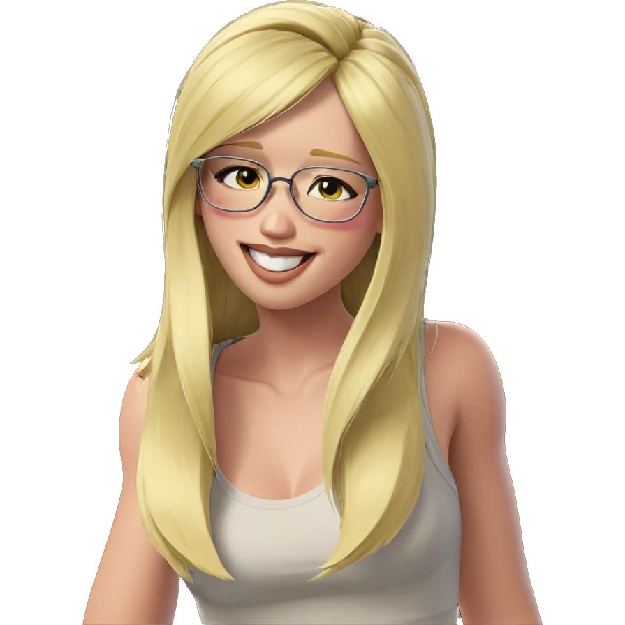 smiling blonde girl in glasses emoji