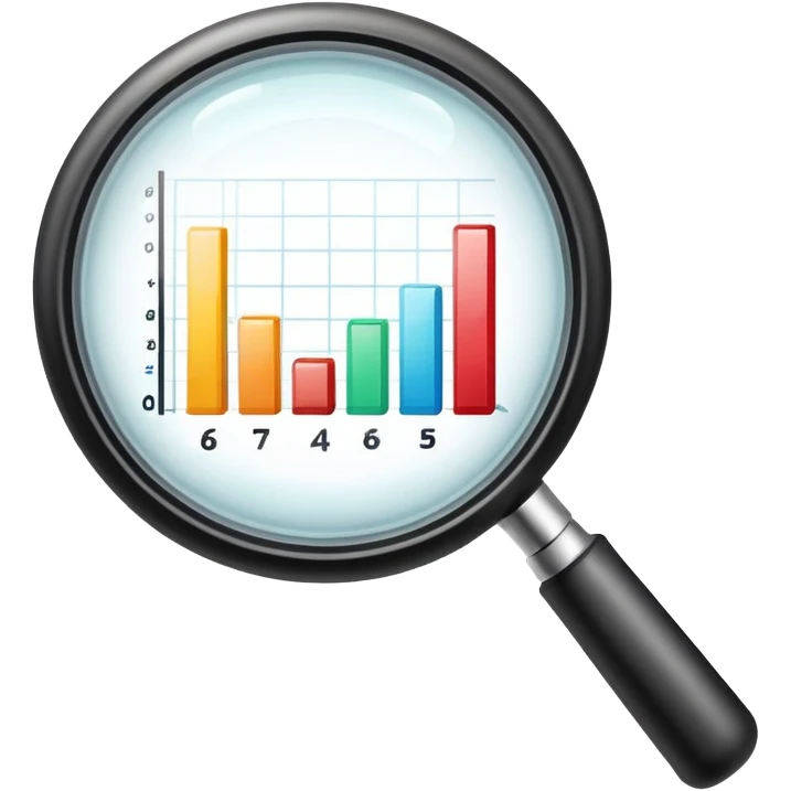 magnifying glass with a growing bar chart inside, different design emoji