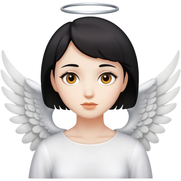 white women brown eyes black hair short hair angel very white emoji