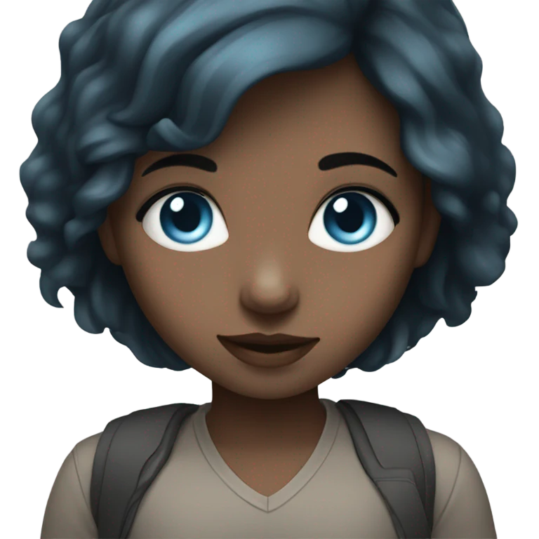 Girl with Light blue eyes and dark hair emoji