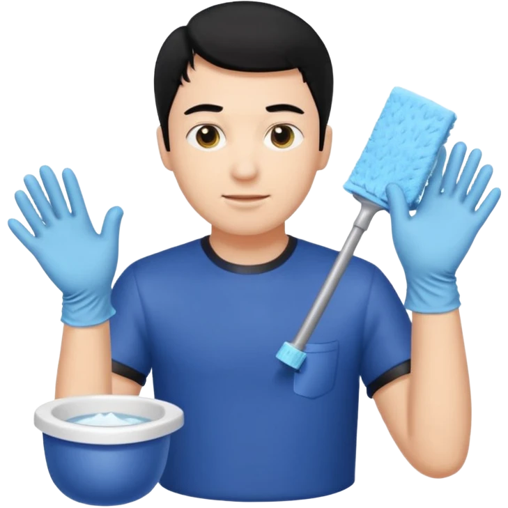 BLACK HAIR LIGHT SKIN MAN cleaning the toilet emoji