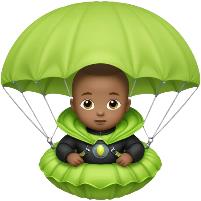 Skydiving black baby with parachute and UFO lime emoji