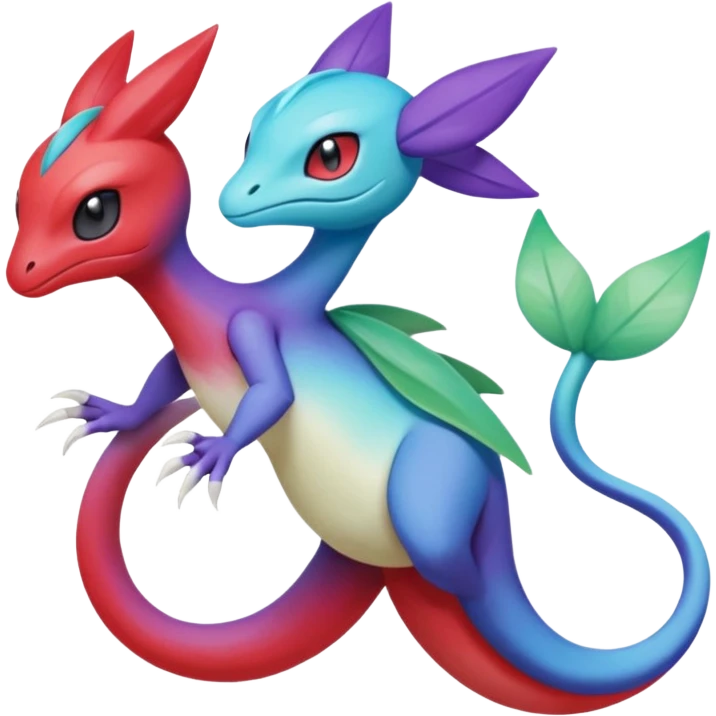 Purple-red-blue-white-gradients Meloetta-Larvitar-Axew-Grovyle-Pokémon-Fakémon-hybrid-fusion-creature emoji