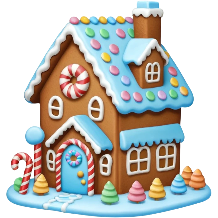 Light blue gingerbread house emoji