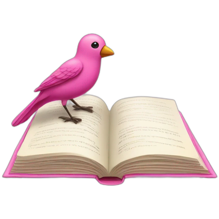 Book and pink bird emoji