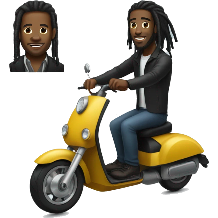 A black man with dreads on a Bugatti electric scooter emoji
