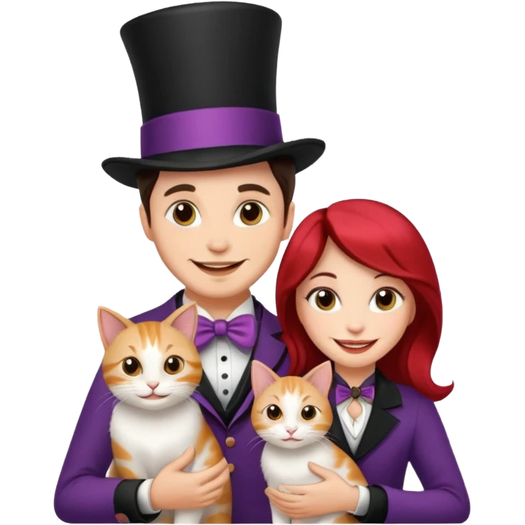magician couple and their pet cat emoji