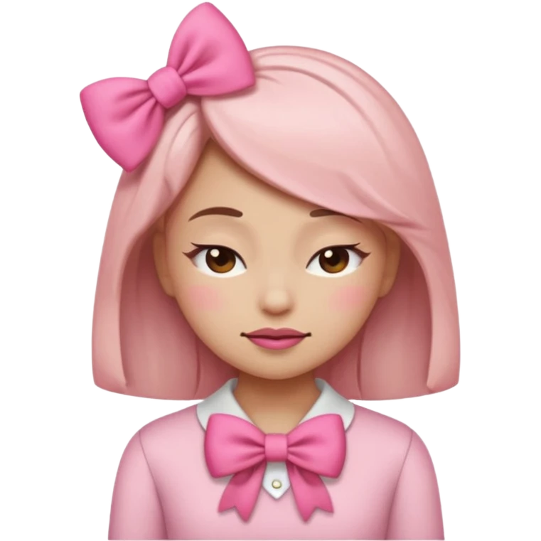 sassy girly emoji with pink bow, closed eyes, confident smirk



 emoji