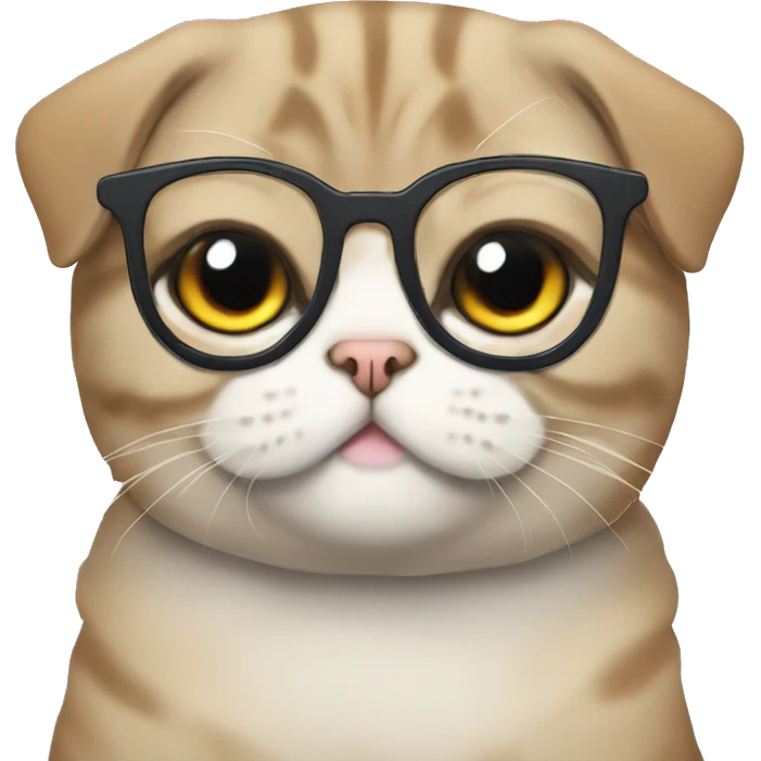 scottish fold with glasses emoji