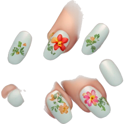 Nails with flower design emoji