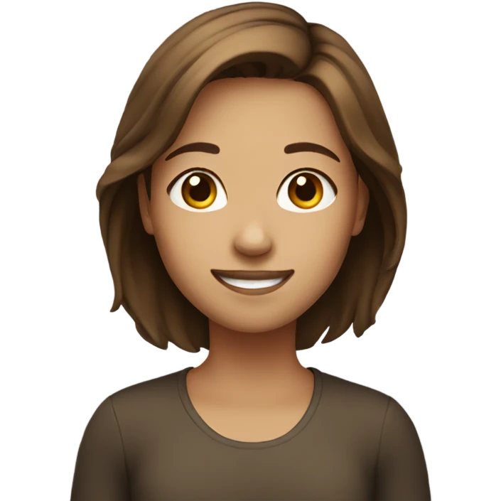 girl with brown hair smiling emoji